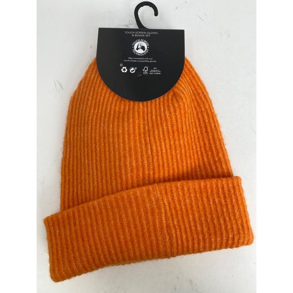 Nicole Miller Touch Screen Gloves And Beanie Hat Set Orange New - Picture 3 of 6